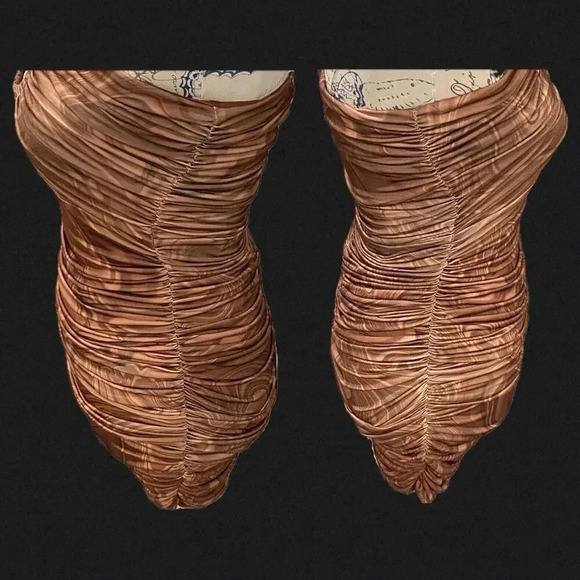 NWOT House‎ of CB London Sexy Letitia Cocoa Swirl Mini Dress Size Medium - Picture 3 of 12